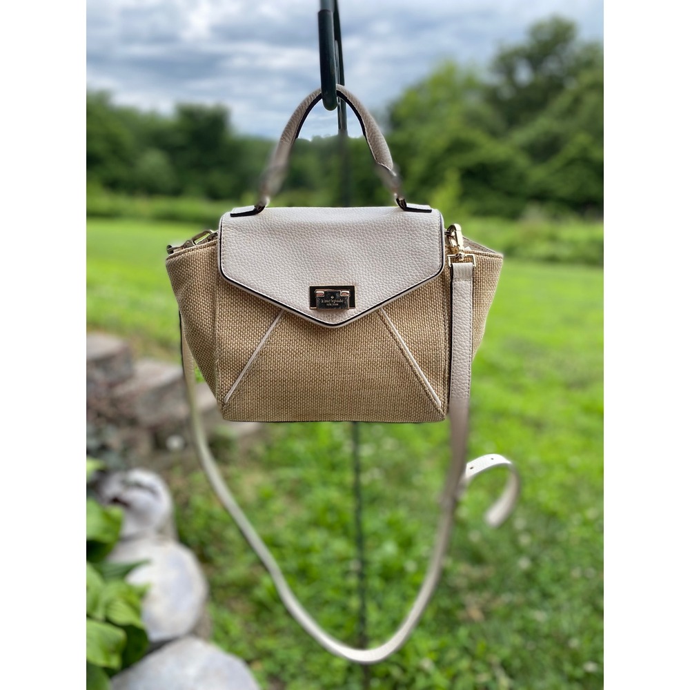 Kate Spade Laurel Wesley Place Bag Convertible Satchel Straw Woven Crossbody - Picture 3 of 16